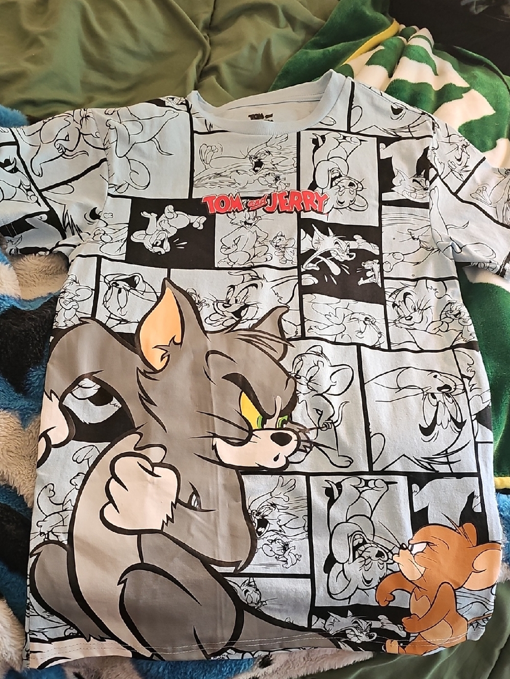 Tom & Jerry Gray Graphic Tee Size S